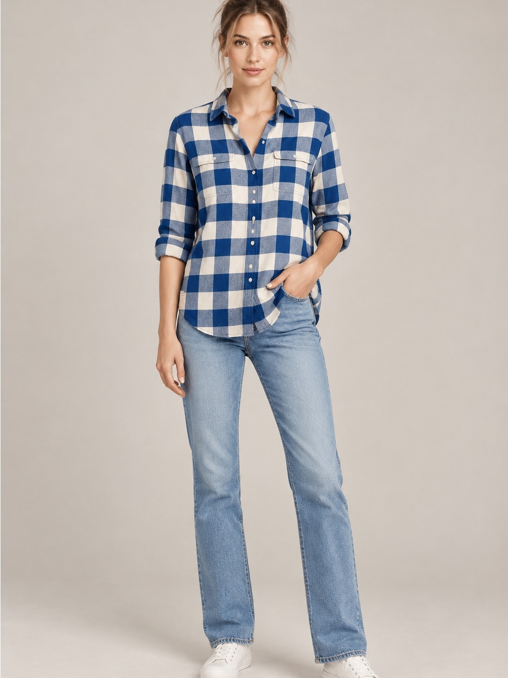 Madewell Plaid Button Up Pocket Flannel Shirt Classic Long Sleeve Women X Large